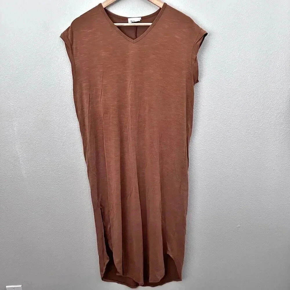 REVERIE x BOUTIQUE | Burnt Caramel Slub Knit Cap Sleeve Midi Dress | Size Small